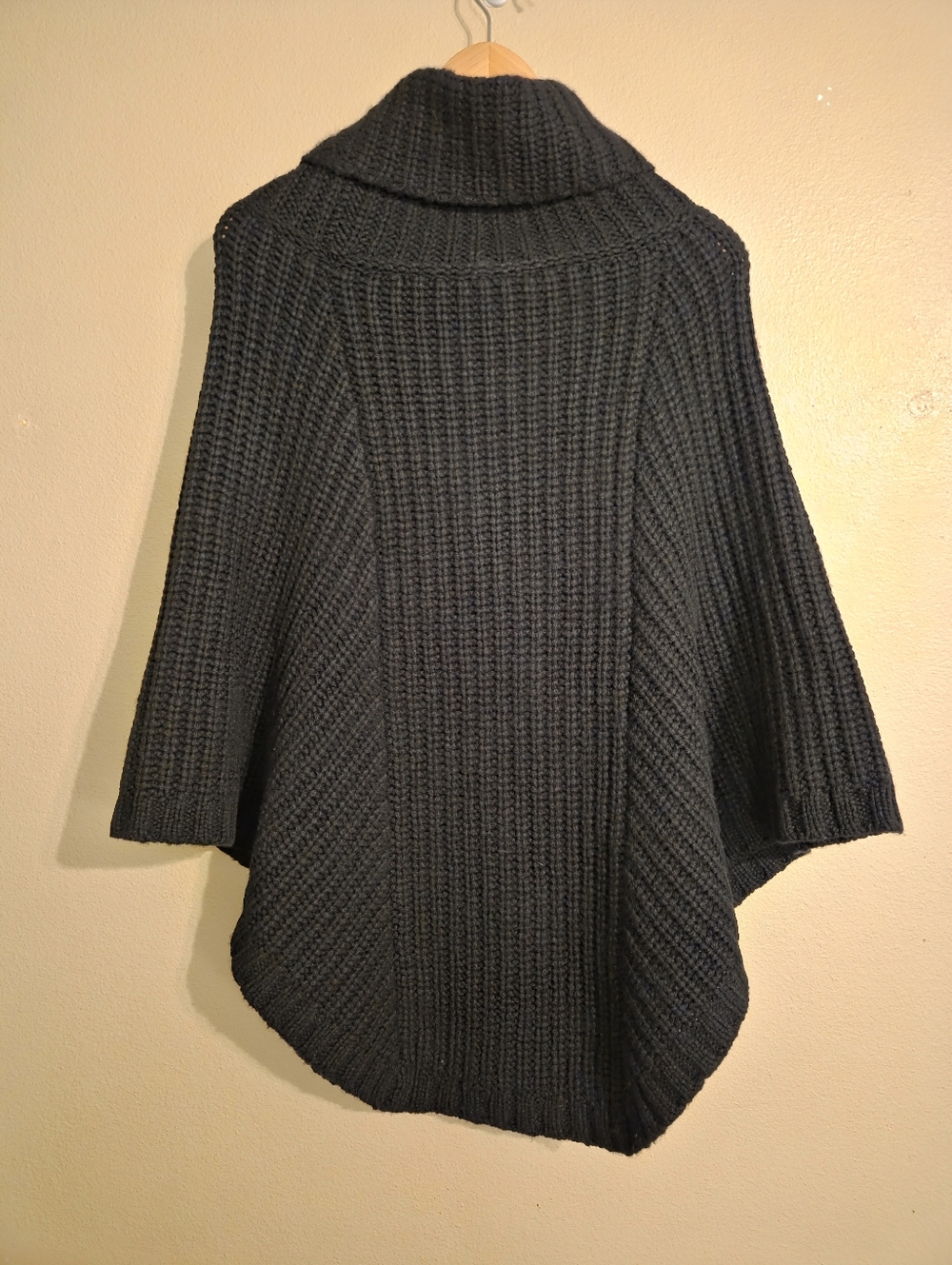 Autumn Cashmere Black Cable Knit Turtleneck Poncho - Picture 4 of 9